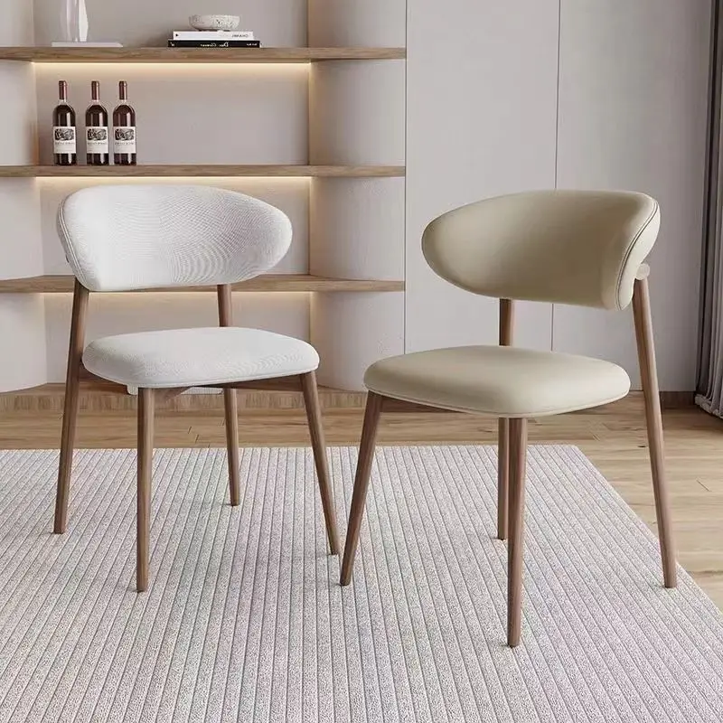 

Light Luxury Modern Nordic Designer Solid Wood Soft Bag Dining Chair Simple Log Cafe Leisure Home Chair