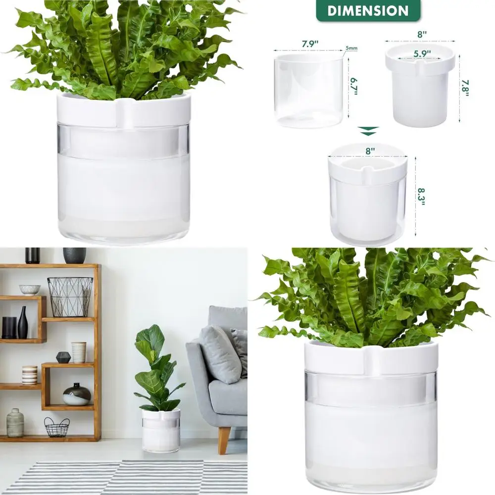 

Кашпо для растений Phoenix Vine с автополивом, 8 шт., белый терракотовый горшок со стеклянным резервуаром, идеально подходит для комнатных растений, набор из 1 шт.