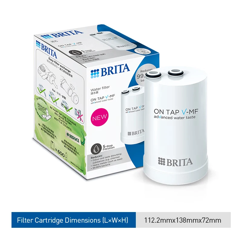 5-Stage Filtration BRITA On Tap HF Filter Cartridge 600L Capacity 4 Months Replacement Tap Water Purifier Refill
