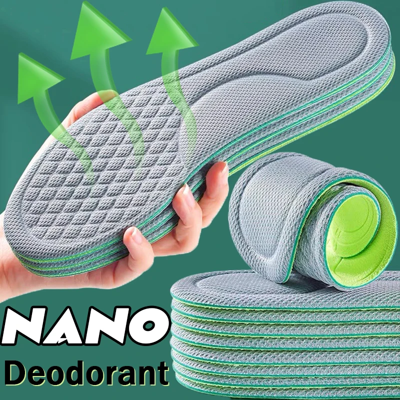 

2/4pcs Nano Deodorant Insoles Unisex Memory Foam Sweat-Absorbing Sports Running Shoes Inserts Soft Foot Care Cushion Paddings