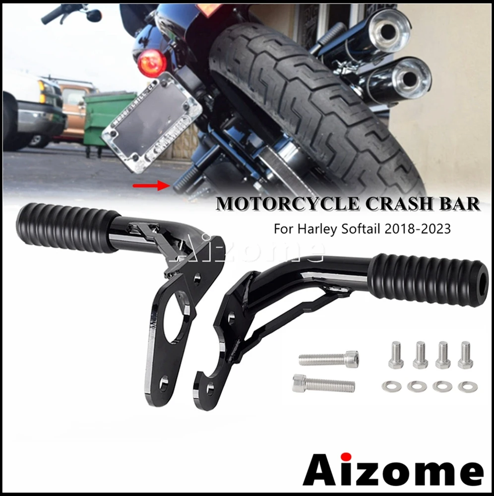 

Rear Crash BarsFor Harley Softail 2018-2023 Street Bob Low Rider Fat Bob Standard FXST FXBB FXLR FXFB Highway Passenger Peg Rest