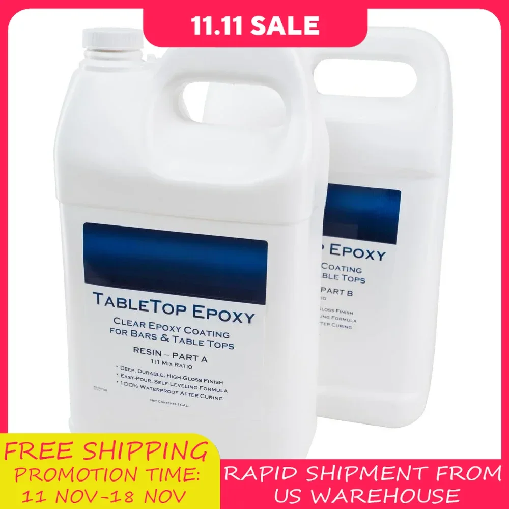 Table Top Epoxy Resin 2 Gallon Kit - Crystal Clear Coating and Casting Resin for Bar Tops, Table Tops, Wood, Concrete, Epoxy