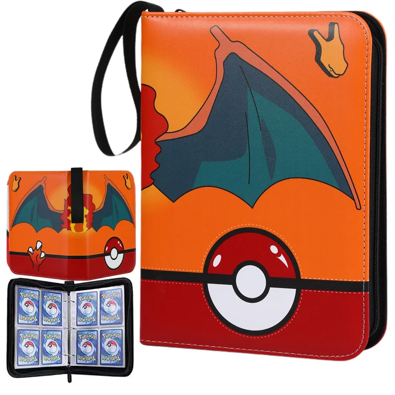 NEW Pokemon Card Collection Album 400pcs Binder Cartoon Zipper Photo Album for Anime Fans PU Leather Storage Book for Card Games view 3