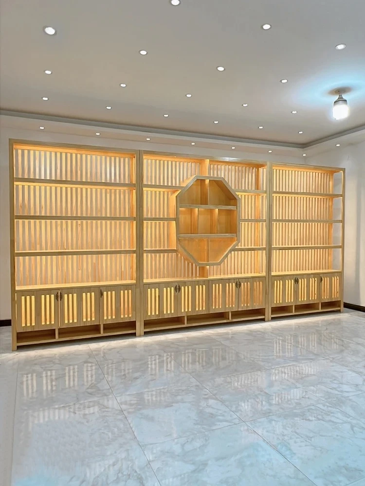 A  Solid wood Bogu rack New Chinese tea display cabinet Tea rack Tobacco and wine cabinet Porcelain customization