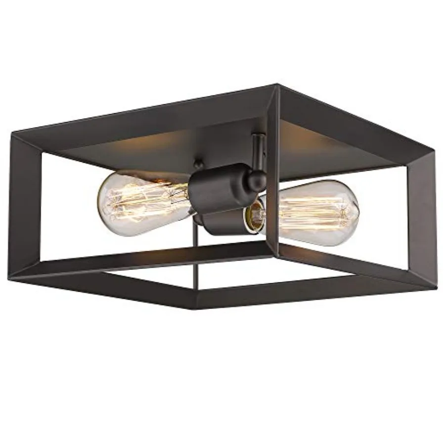 2-Light Ceiling Light 12" Flush Mount Ceiling Lighting Fixture Oil Rubbed Bronze Finish 3040-2 ORB