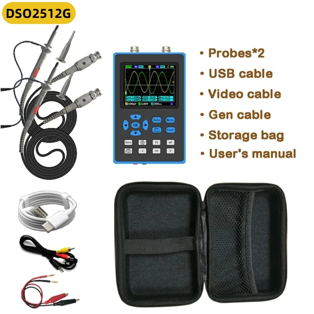 

DSO2512G 2.8Inch Digital Oscilloscope 120M Bandwidth Dual/Single Channel Vertical Sensitivity Display FFT Spectrum Analysis