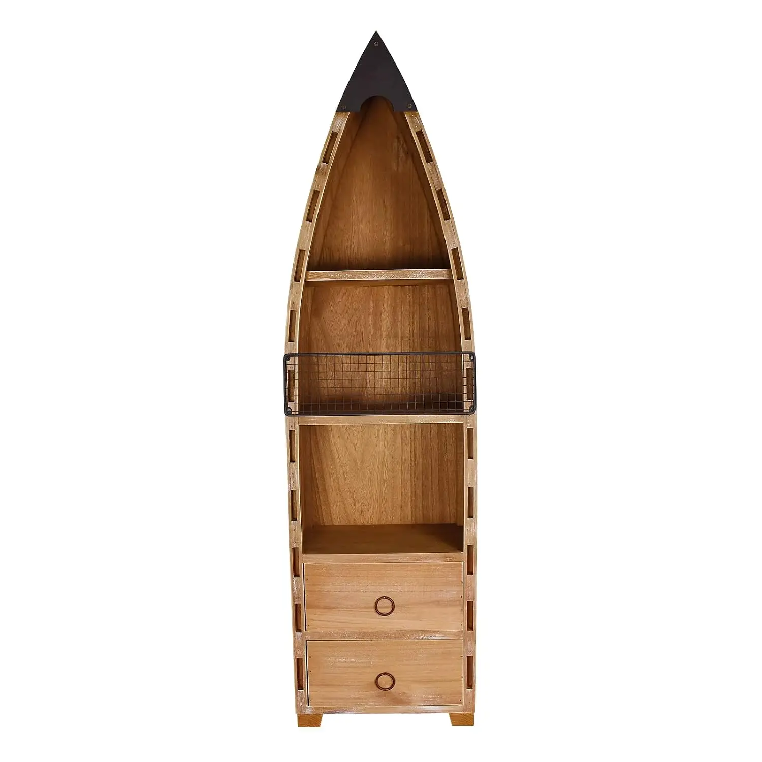 Solid Wood Boat Shelf Nautical Wall Decor Beach Storage Display 3-Tier Bookcase, Customized