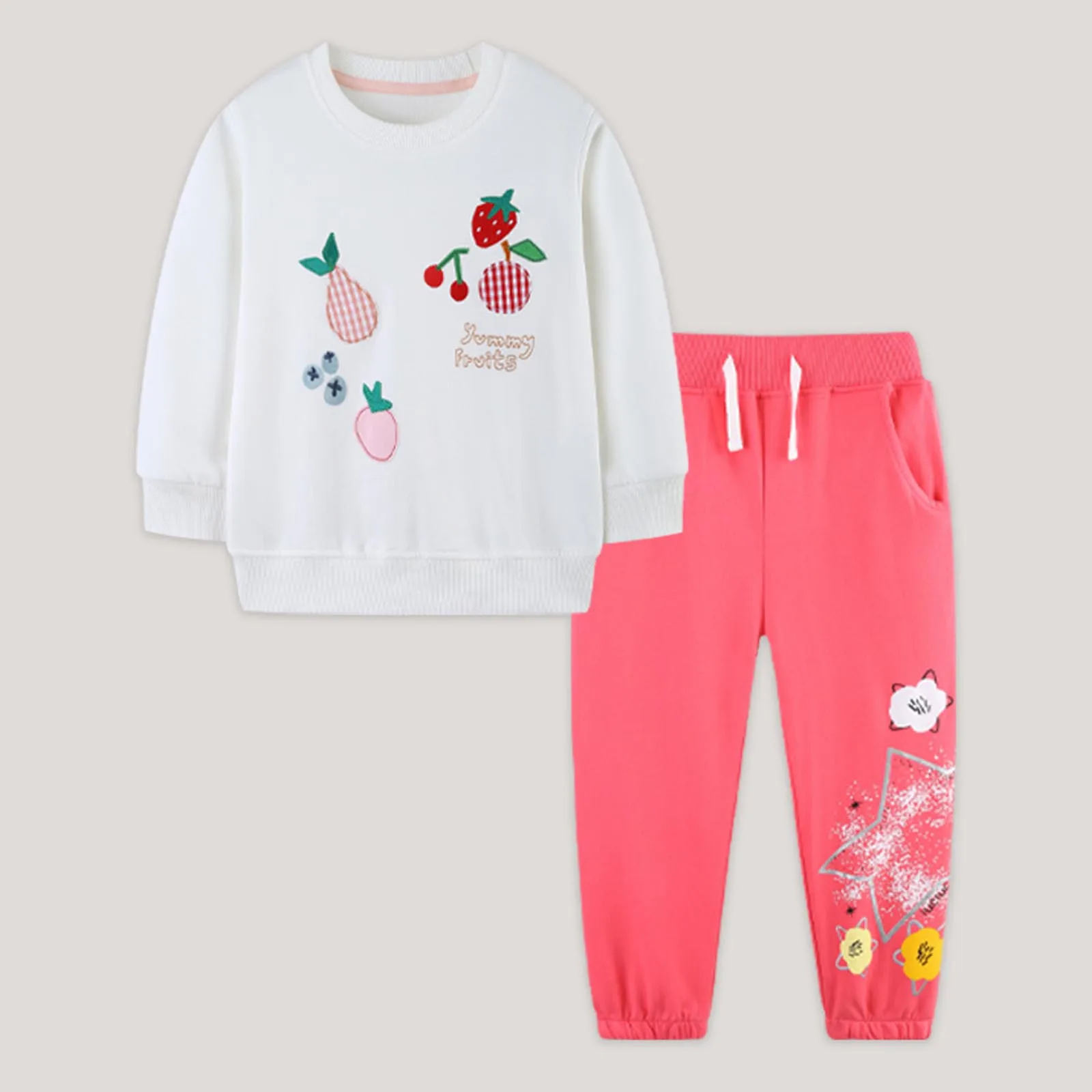 

Ballet Track Suit Girls Long Sleeved Suit With Cartoon Embroidery And Sweatpants Two Piece Knitted Cotton Kids Boys Clothes 6t