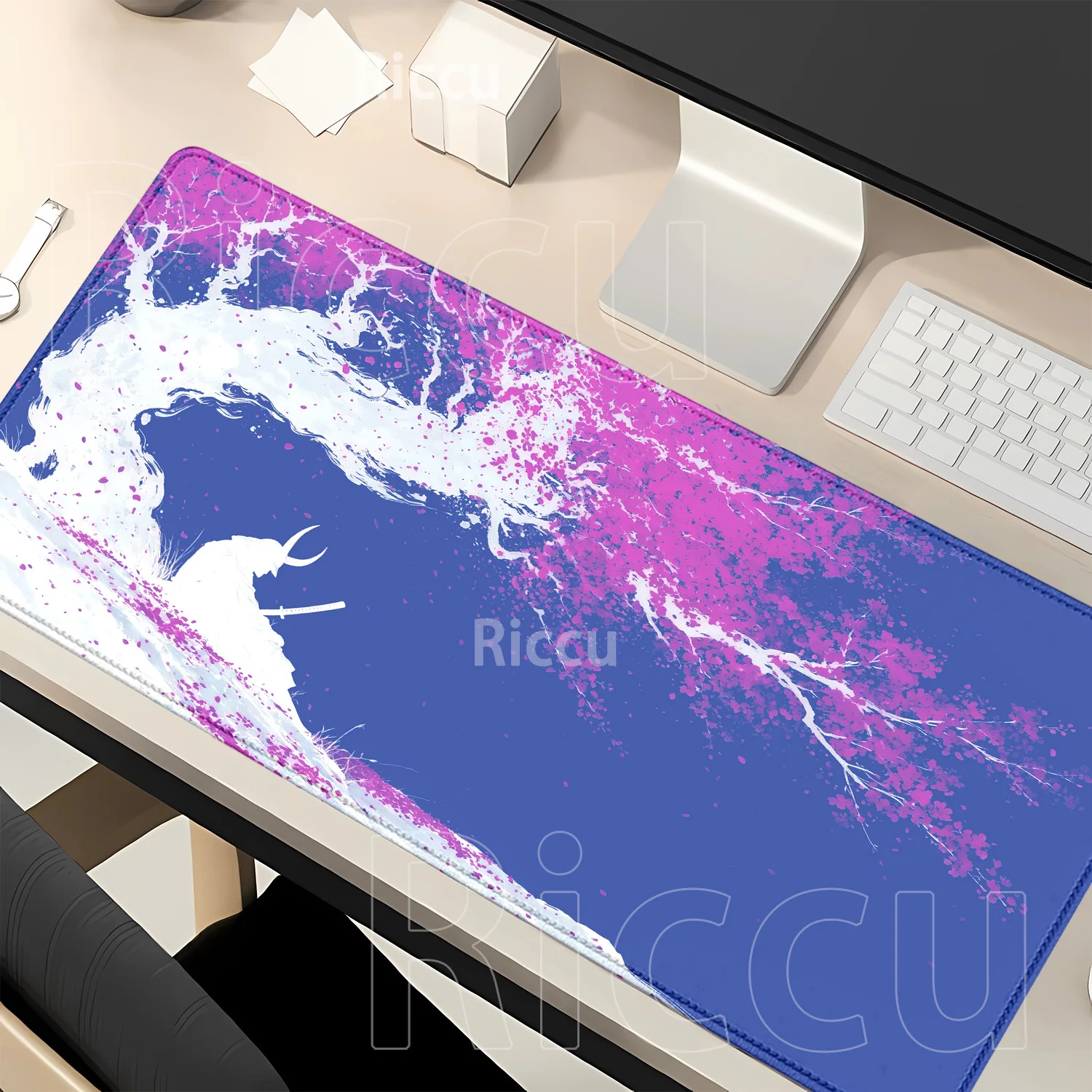 HD Printing Sakura Cherry Blossom Samurai Mouse Pad Large Mousepad Gaming Offices Mouse Mat Kawaii Rubber Keyboard XXL Desk Mat