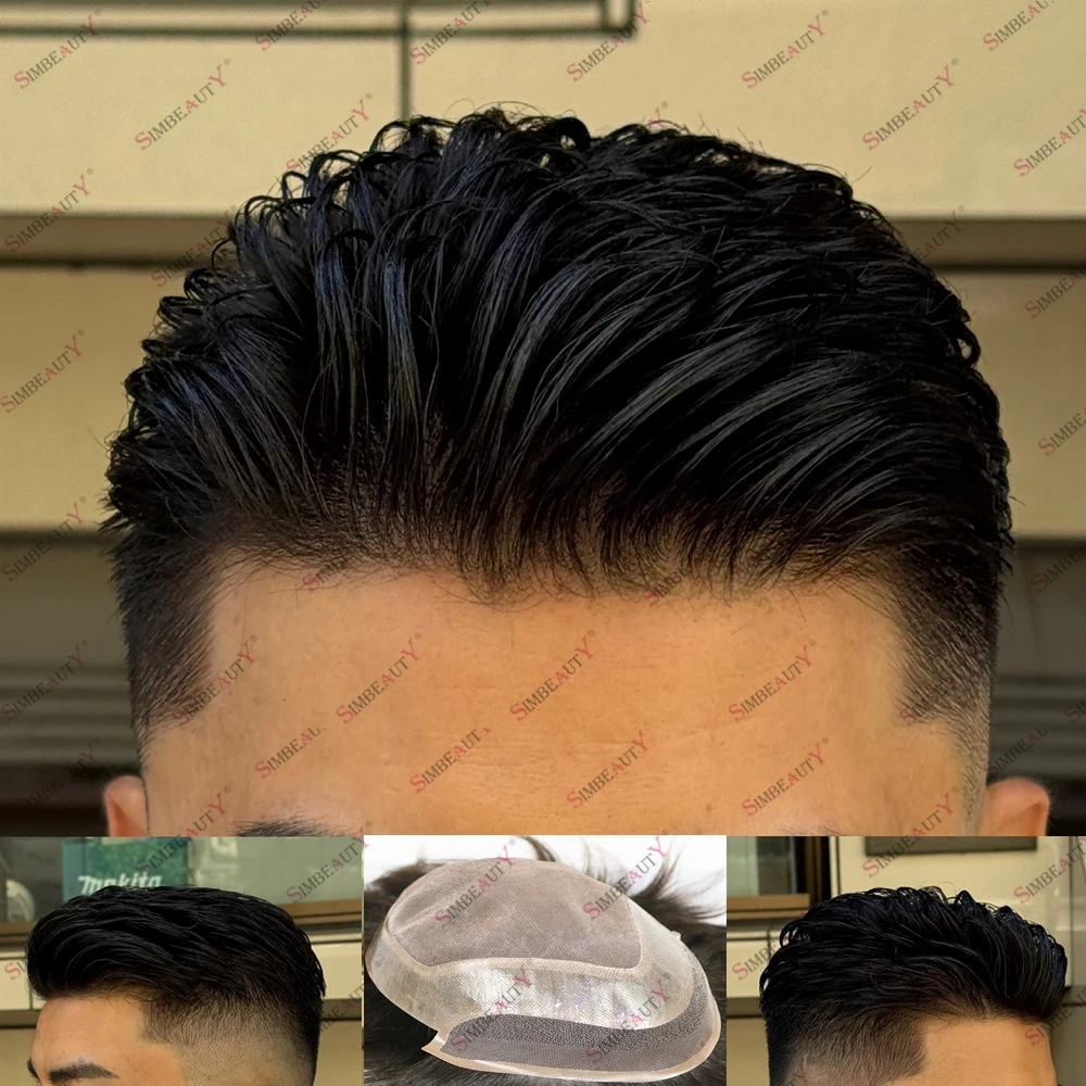 

Дешевый прочный парик из натуральных волос на кружеве спереди # 1B # 1, черные человеческие волосы, дышащая основа, двойной завязанный, долговечный протез, шиньон