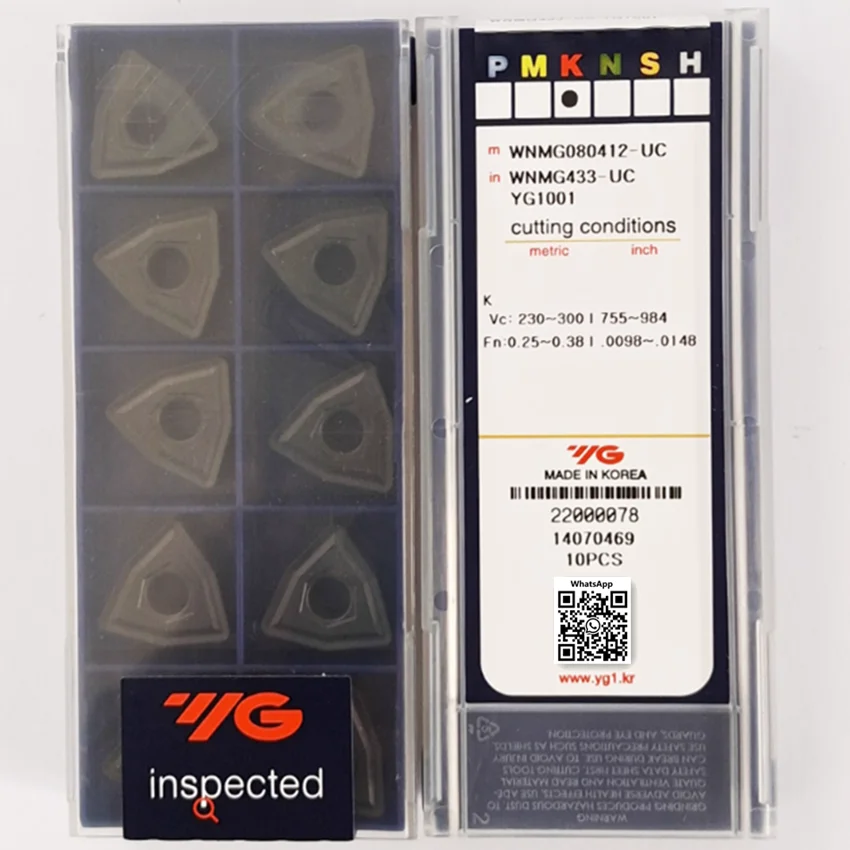 Imagem -05 - Cnc Transformando Carboneto Insere Wnmg080404-uc Yg1001 Wnmg080408-uc Yg1001 Wnmg080412-uc Yg1001 Caixa Original 10 Pcs
