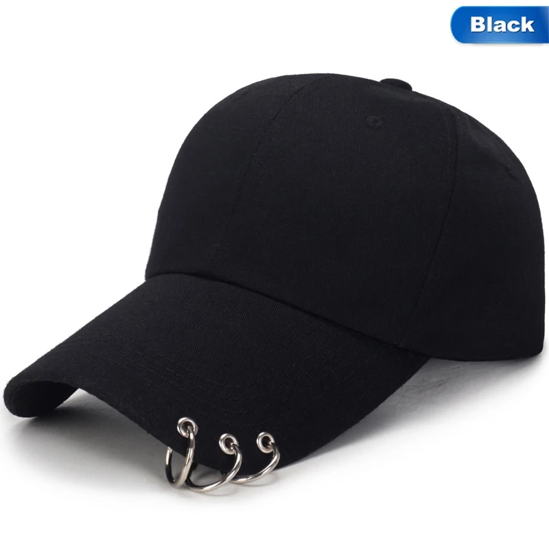 Unisex Metal Rings Breathable GolfBaseball Caps Women Men Outdoor Sports Sunhat Gothic Punk Style Snapback Visors Hat Summer