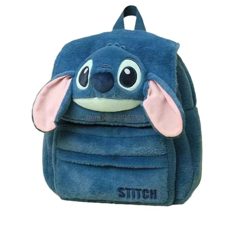 Disney New Stitch Cute Cartoon Plush Backpack Lightweight Large Capacity Dirt Resistant School Bag For Kids Students Daily Use