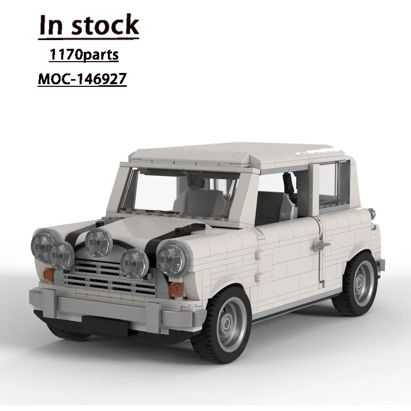 MOC-146927 Classic Mini White Movie Car Building Block Model, 1170 Parts, Boys' and Children's Birthday Building Block Toy Gift