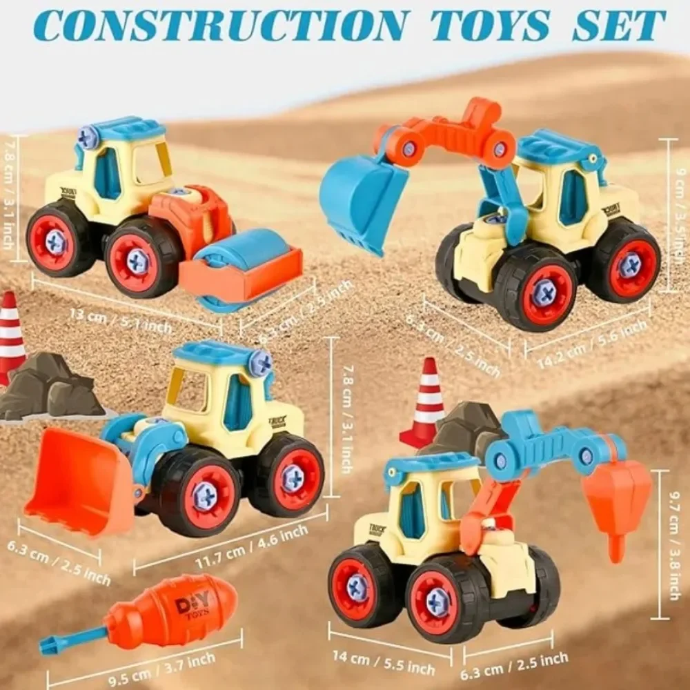 Take Apart Car Toys for Boys DIY Engineering Construction Truck Toy Vehicle Excavator Crane Kids Building Educational Toy Gift