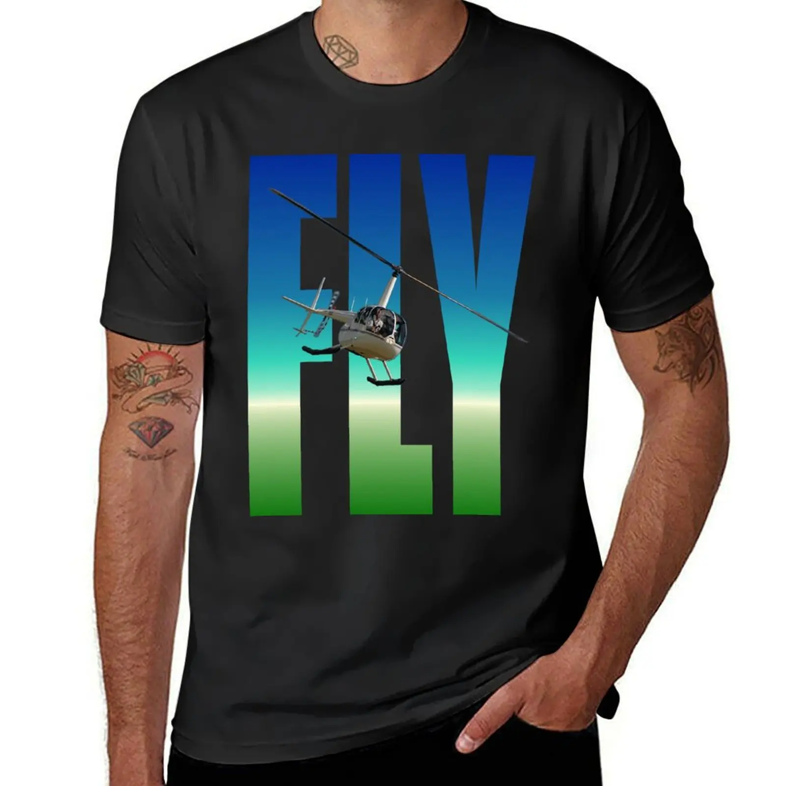 Fly Design - Robinson R44 VH-KEF 20120304 T-Shirt oversized summer tops fitted t shirts for men