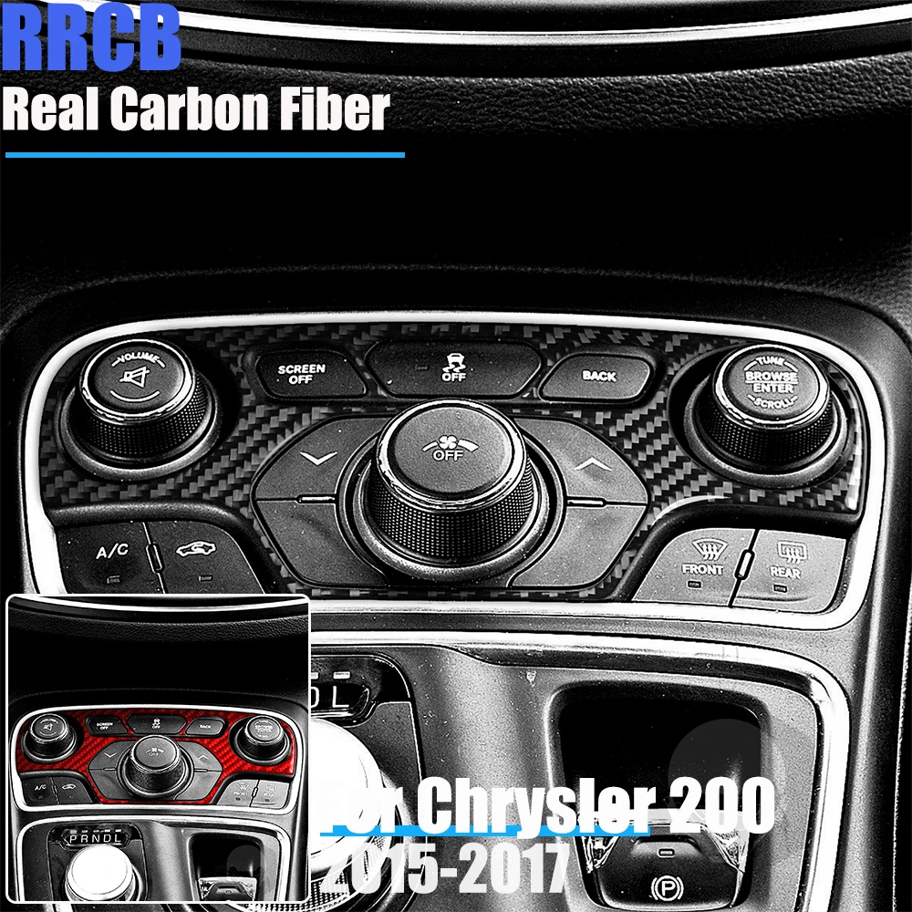 For Chrysler 200 2015 2016 2017 Flexible Real Carbon Fiber Climate Control Panel Overlay Trim