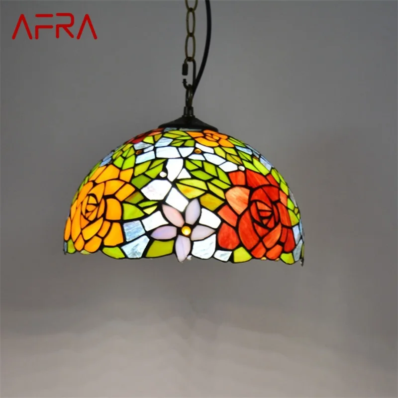 

AFRA Tiffany Pendant Light Modern LED Colorful Lamp Fixtures Decorative For Home Living Dining Room