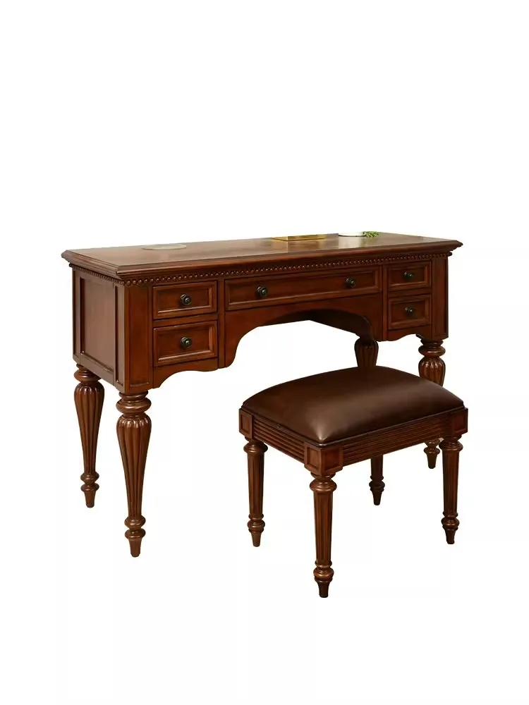 

Retro dressing table Home bedroom Light luxury medieval furniture Full solid wood table