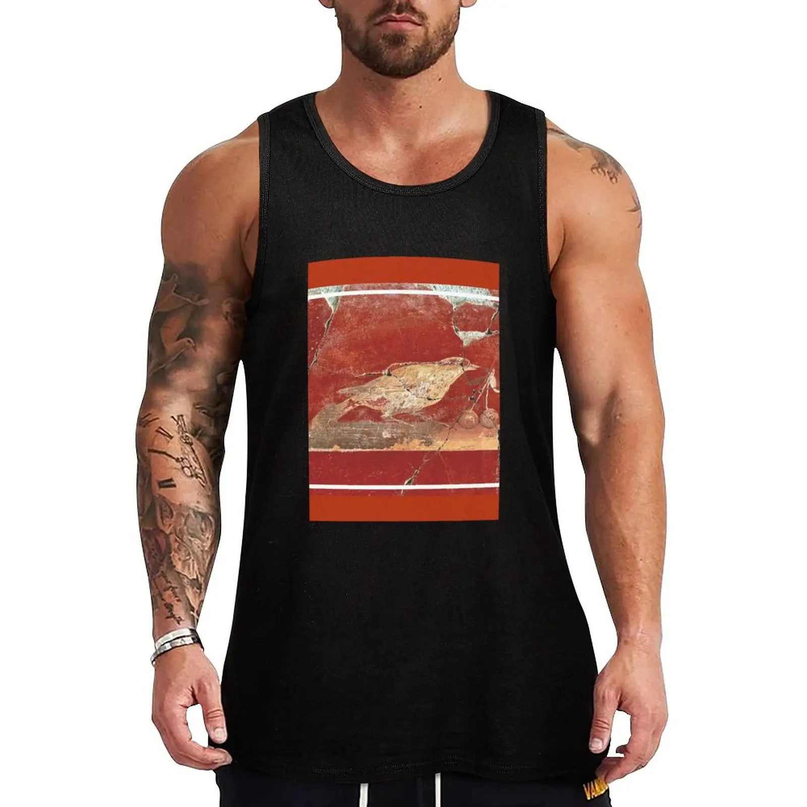 

Pompeiian Bird & Cherries Graphic Tank Top running shirt underwear Japanese t-shirt t-shirts for Men's gym