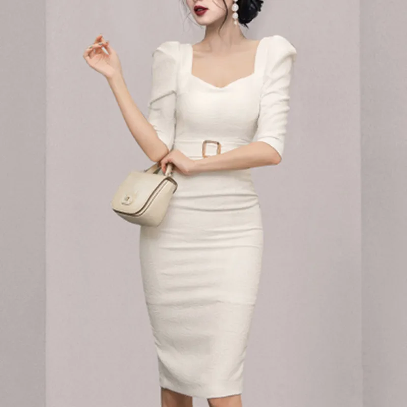 

Summer New Korean Version Fashion Runway Dresses Women Bottoming Bodycon Sexy Office Lady Pencil Dresses Vestidos