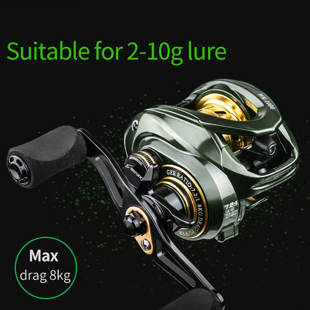 Fishing Baitcasting Reel 8KG Max Drag 13+1BB 6.3:1 Gear Ratio High Speed Ultralight Reel Metal Line Cup Micro-Throwing Carp Coil