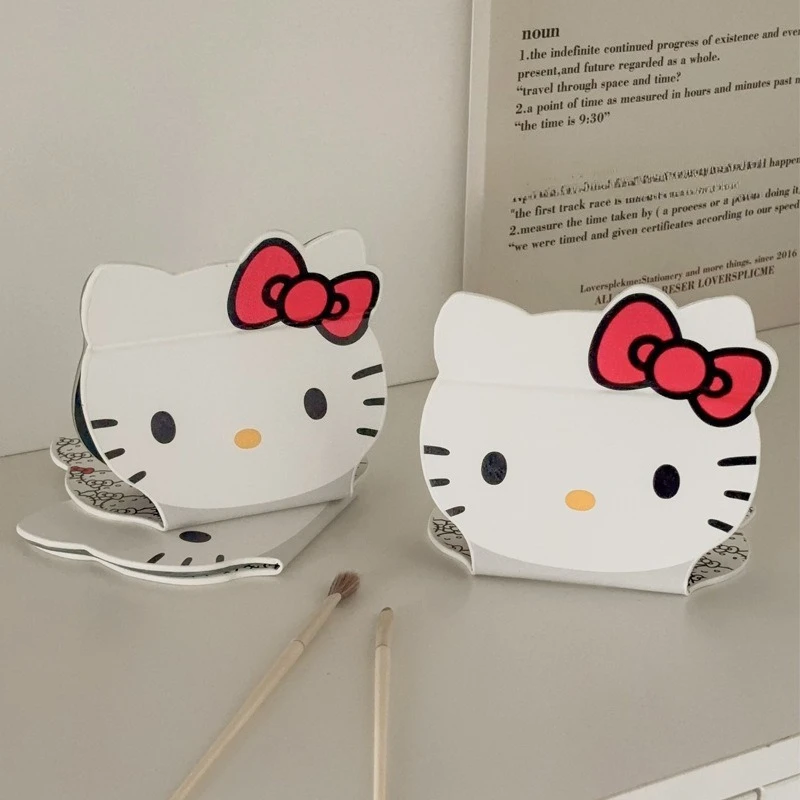 Hello Kitty Makeup Mirror Cute Cartoon Folding Portable Makeup Mirror Women Supplies Desktop Accessories Student Gift Wholesale