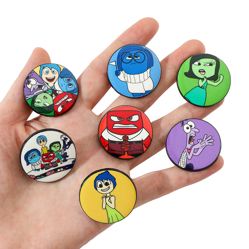 

Disney Inside Out Cartoon Anime Cute Brain Squad Metal Brooch Decorated with Rage Disgust Dripping Oil Alloy Pin Accessories