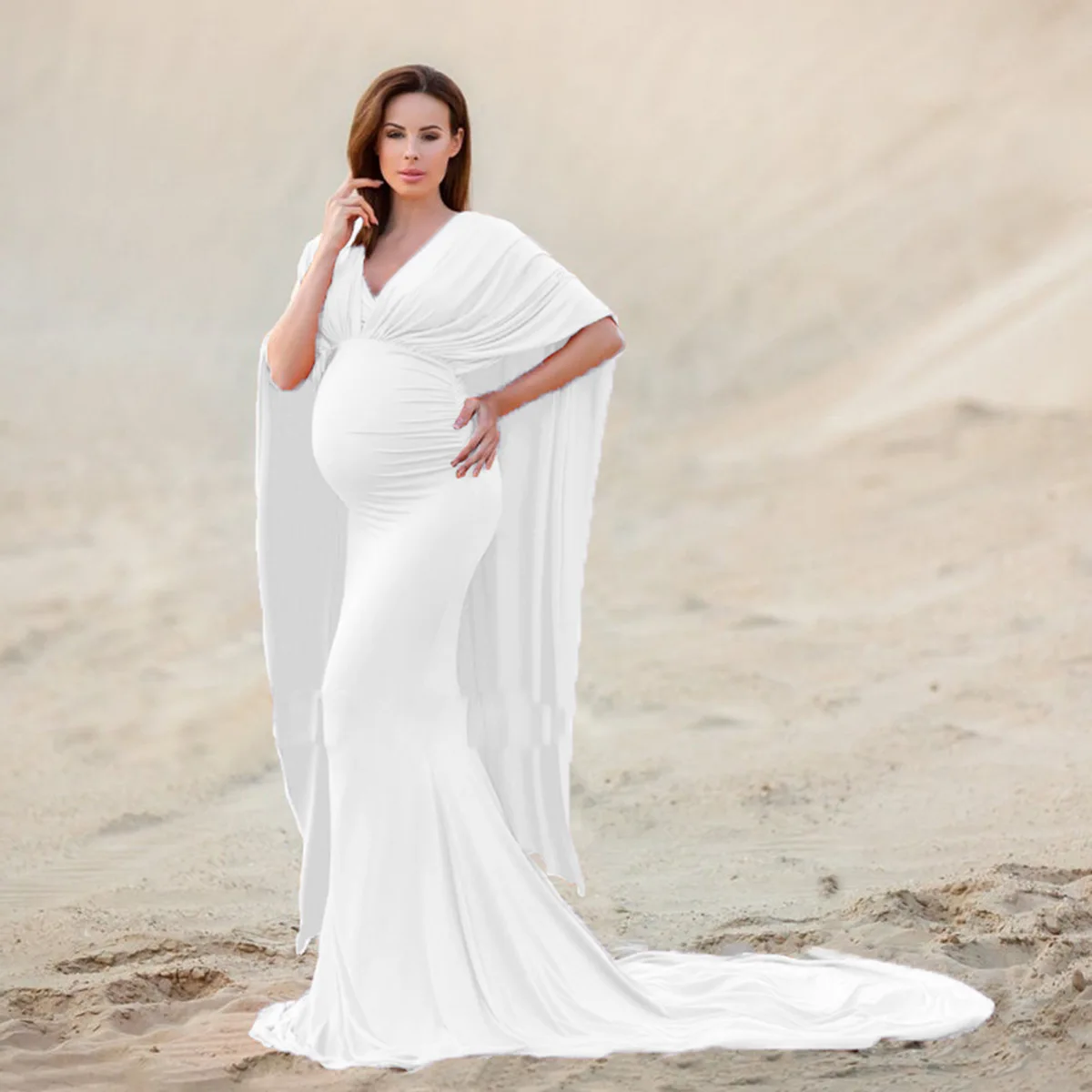 New Sexy Maternity Dresses For Photo Shoot V neck Pregnancy Dress Photography Prop White Red Dresses For Pregnant Women Clothes