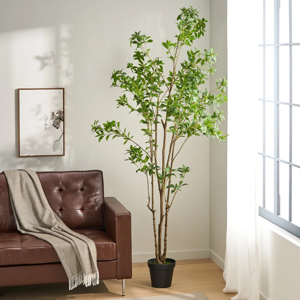 Realistic 240CM Artificial Pieris Tree Fake Pieris Plant for Home Garden Entryway Patio Indoor Outdoor Use