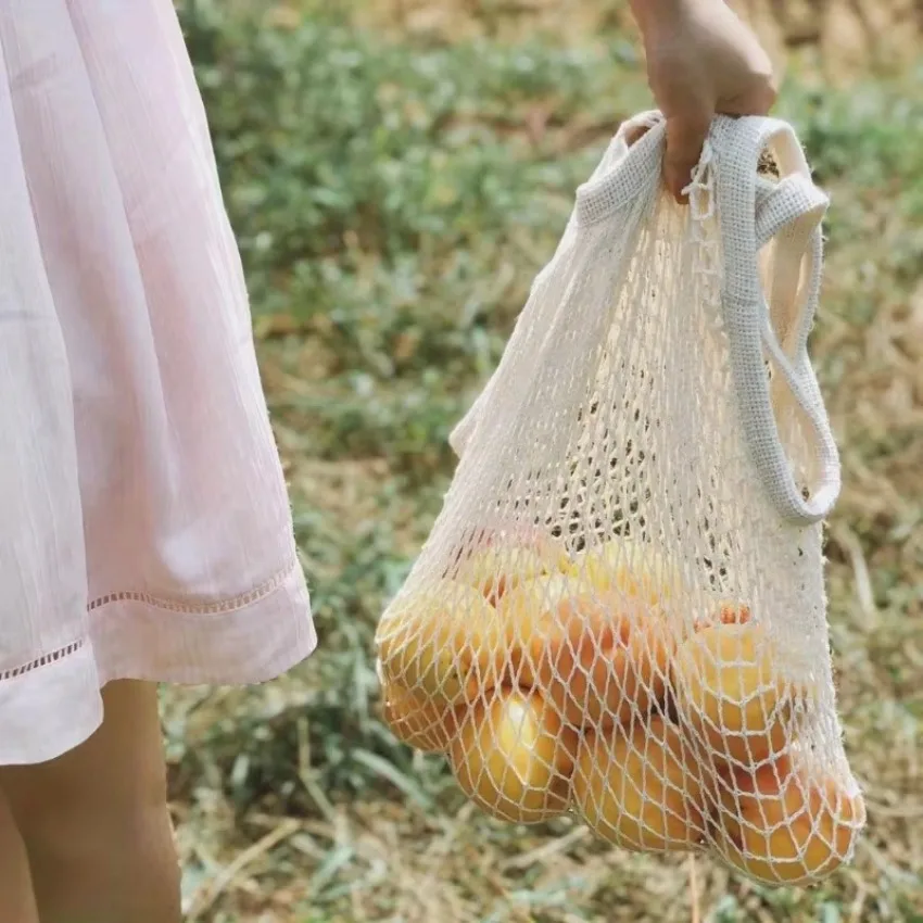 

Cotton Mesh Bag Coarse Cotton Rope Woven Mesh Bag Supermarket Shopping Large-capacity Environmentally Friendly Degradable