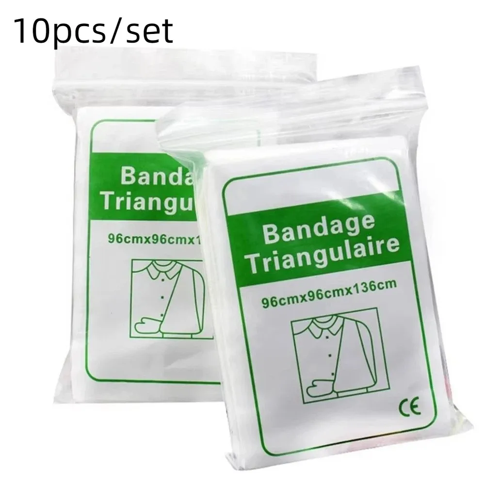 10Pcs Non-Woven Hemostatic Kaolin Gauze Fracture Fixation Z Folding Stop Bleeding Gauze Arm Wrapping 10Pcs Triangular Bandage