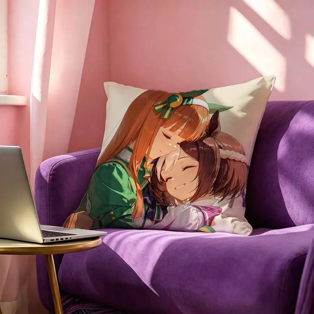 Special Week Silence Suzuka Tokai Teio Vodka Square Double-Sided printed Pillow Case Bedroom Bedside Pillow Sofa Cushion Cover
