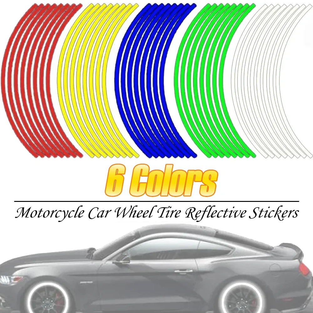 

Motorcycle Car Wheel Tire Reflective Stickers Waterproof Material Self-adhesive Cars Tyre Rim Decoration Decalsl Moto Equipments