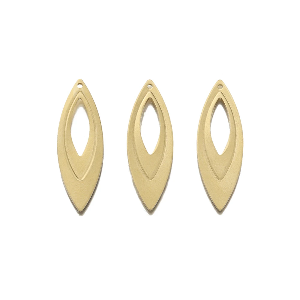 10Pcs Raw Brass Horse Eye Shape Charm Oval Leaf Pendant Charms for Drop Earrings Necklace Jewelry Making Findings Supplies