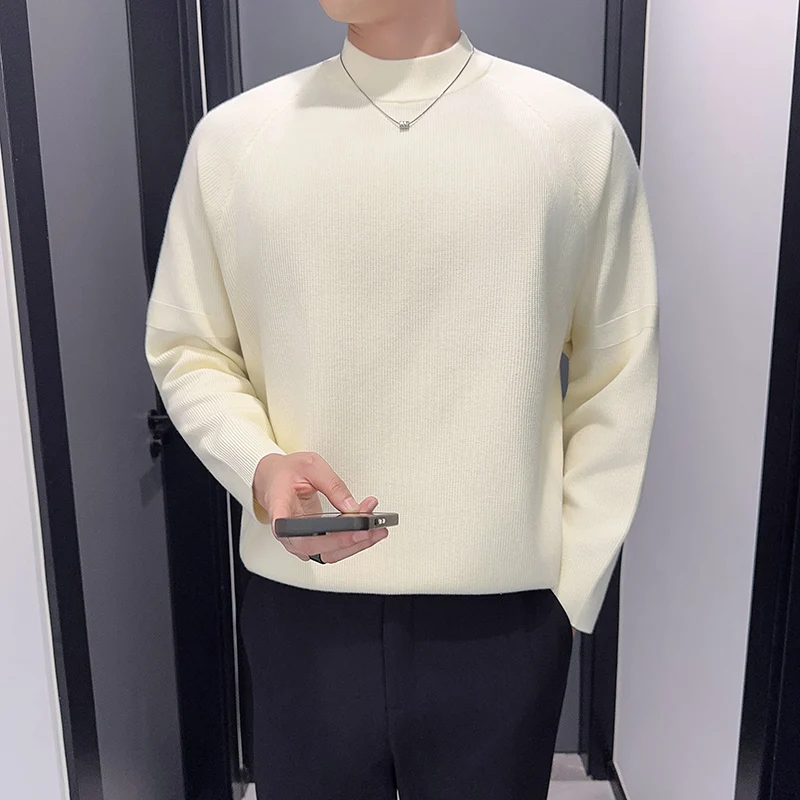 

Half High Collar Sweater Men Clothes 2025 Korean Stylish Long Sleeve Men's Casual Sweaters Warm Slim Fit Knitted Pullovers Homme