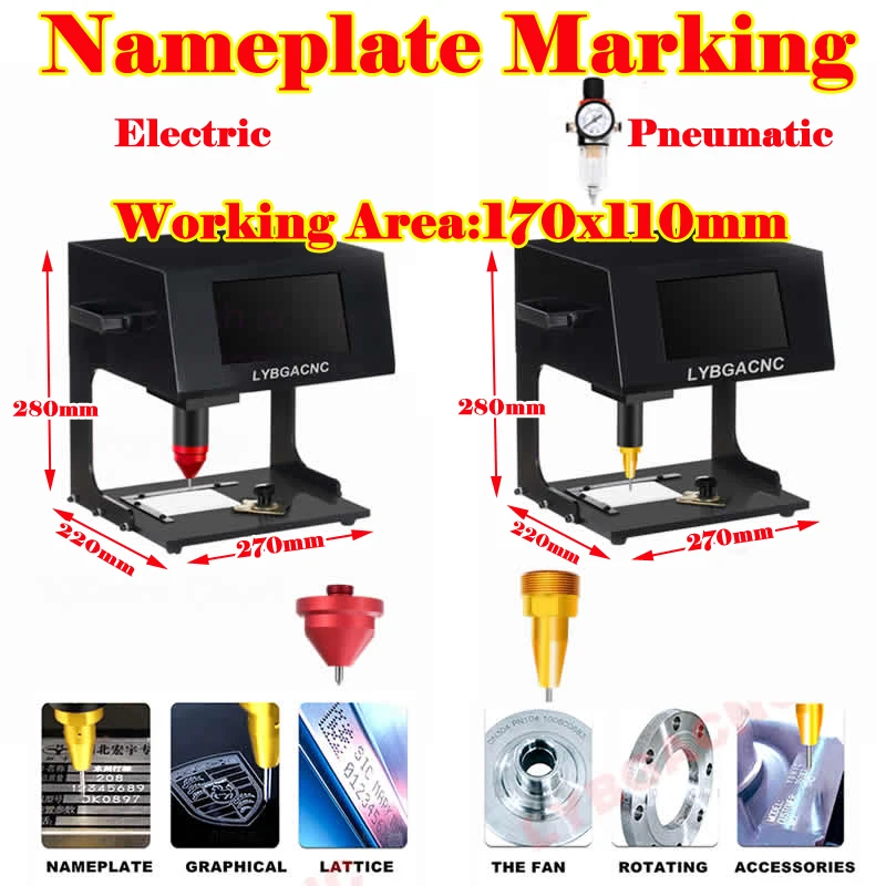 

170x110mm Electric Pneumatic Metal Signage Nameplate Marking Machine Lettering Machine Engraving Machine Tool for Chassis Number