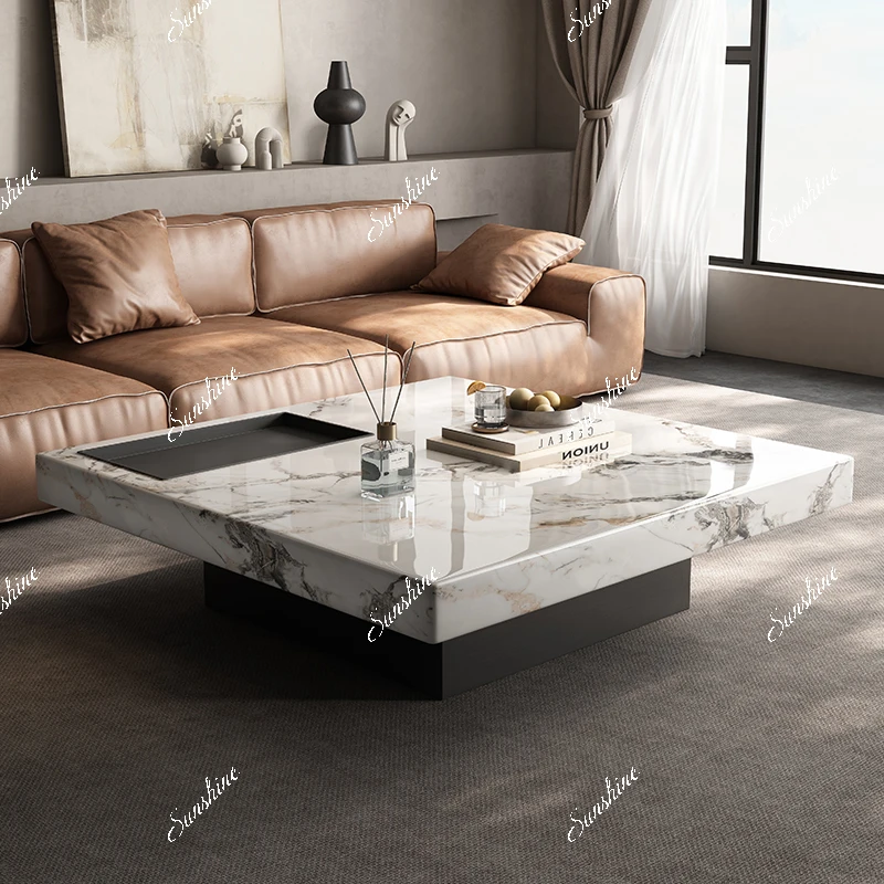 

Modern simple and light luxury, home living room, square, coffee table