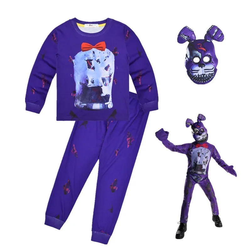 Costume d\'Halloween à manches longues pour enfants, combinaison Freddyed pour cinq nuits, cosplay cauchemar Bonnie, cadeau de Noël