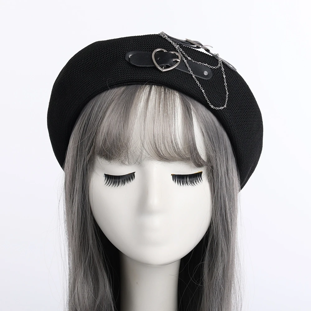 Süße Lolita Baskenmütze für Damen und Mädchen, modisch, Korea, lässig, atmungsaktiv, kariert, große Schleife