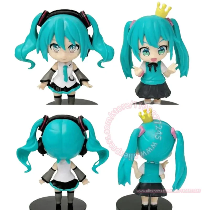 H atsune Miku Kawaiiรุ่นQรุ่นเค้กตกแต่งเครื่องประดับรถน่ารักรูปร่างรูปของเล่นภาพเคลื่อนไหวอุปกรณ์ต่อพ่วง6ชิ้นชุดของขวัญ