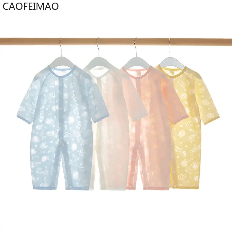 

Caofeimao Baby Onesie Summer Thin Style Boneless Long Sleeve Ha Clothes Air-conditioned Newborn Clothes Baby Boy Clothes