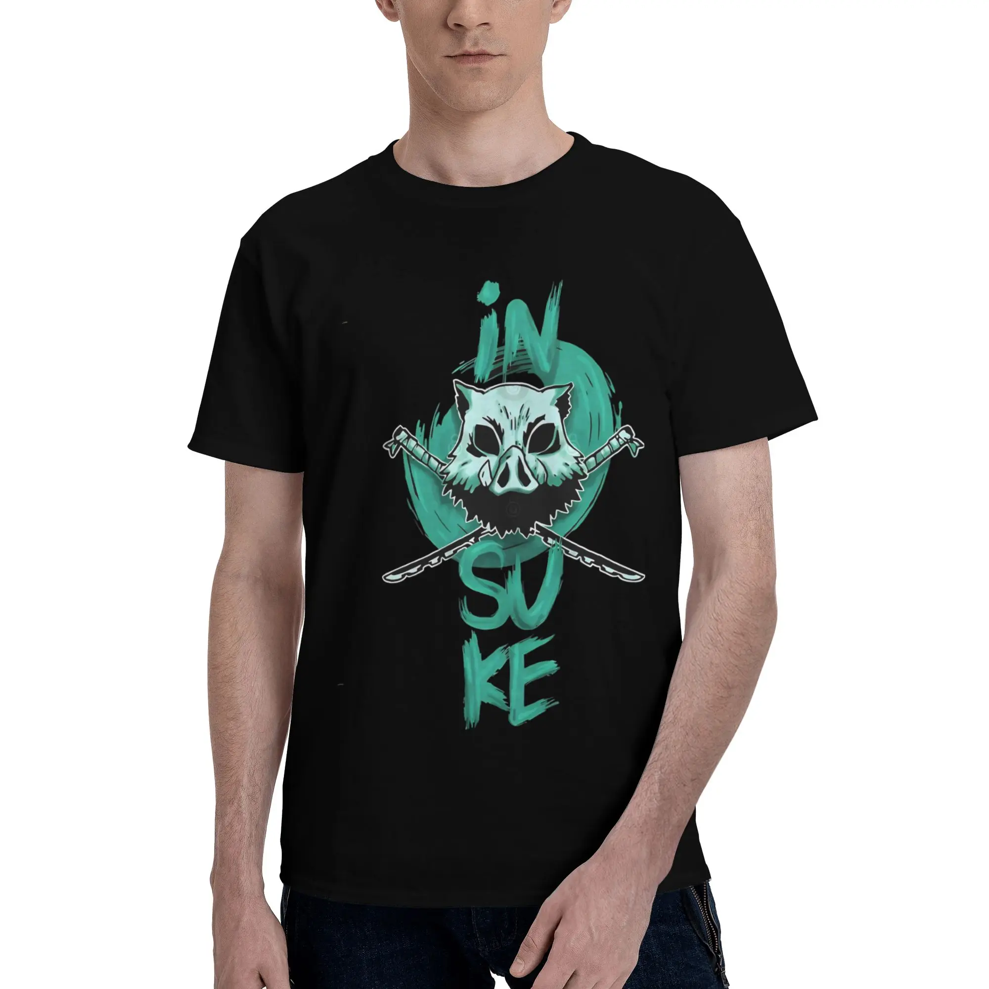 hashibira inosuke  Novelty Graphic 100% Cotton T-Shirt Bandai Demon Slayer Tops Tees For Men