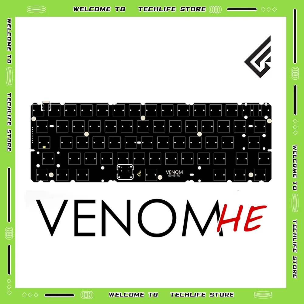 

Магнитная клавиатура Geonworks Venom65 HE, печатная плата, частота сканирования 14 кГц, горячая замена, совместимая с игровой клавиатурой Venom65 HE, доска «сделай сам»