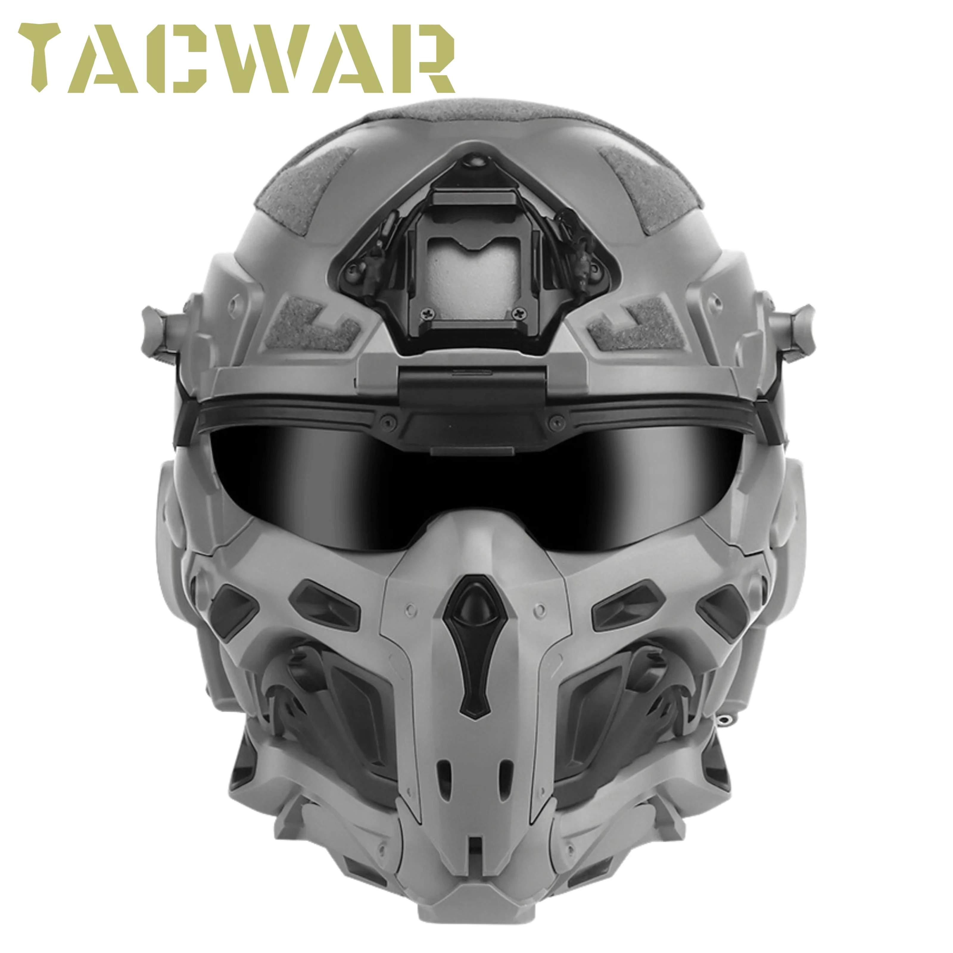 W-Ronin Assault Fast Helmet and Mask, Multi-lens Goggles, Built-in headset and Defogging fan, Airsoft Hunting