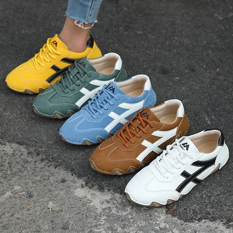 Fashionable Retro Casual All-Match Flat Bottom Sports Sneakers Large Size Women's Running Shoes Autumn Season White Shoes
