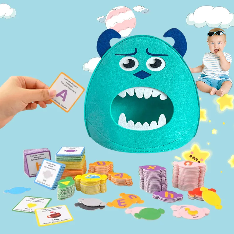 Mainan Pembelajaran Alfabet Anak-anak Mainan Felt Bentuk Warna Yang Cocok Pengenalan Huruf Monster Permainan Lucu Mainan Pendidikan Montessori