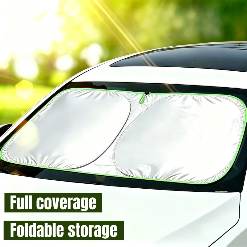 Car Sunshade Front Windshield Titanium Silver Thickened Shade Cover Foldable Sun Shade Car Interior UV Protection Accessories
