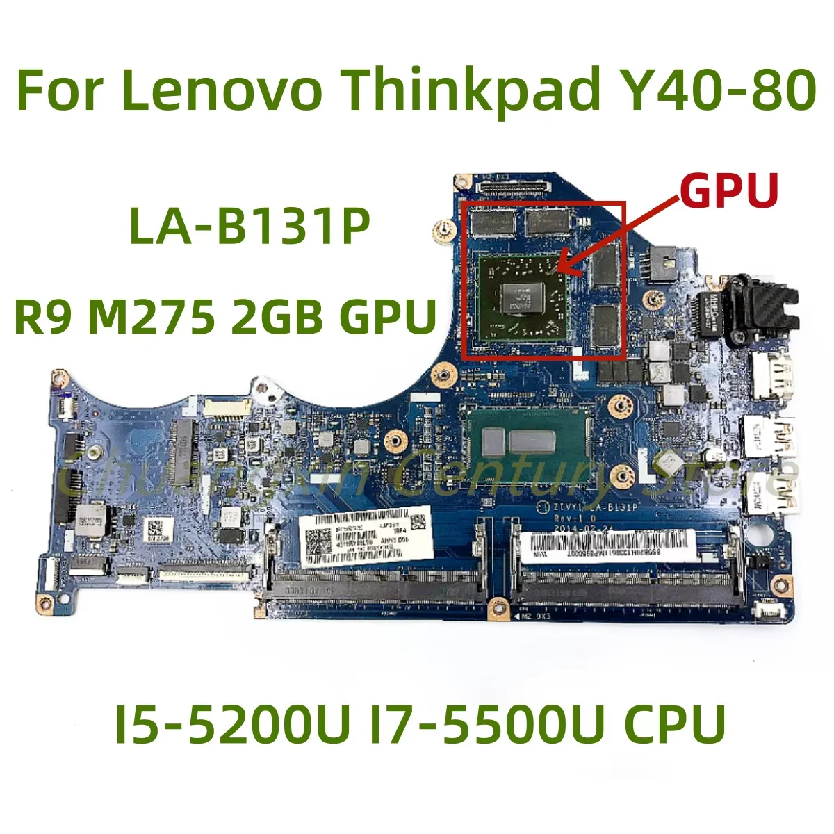 LA-B131P motherboard Suitable for Lenovo ThinkPad Y40-80 laptop with I5-5200U I7-5500U CPU R9 M275 2GB GPU 100% Test OK