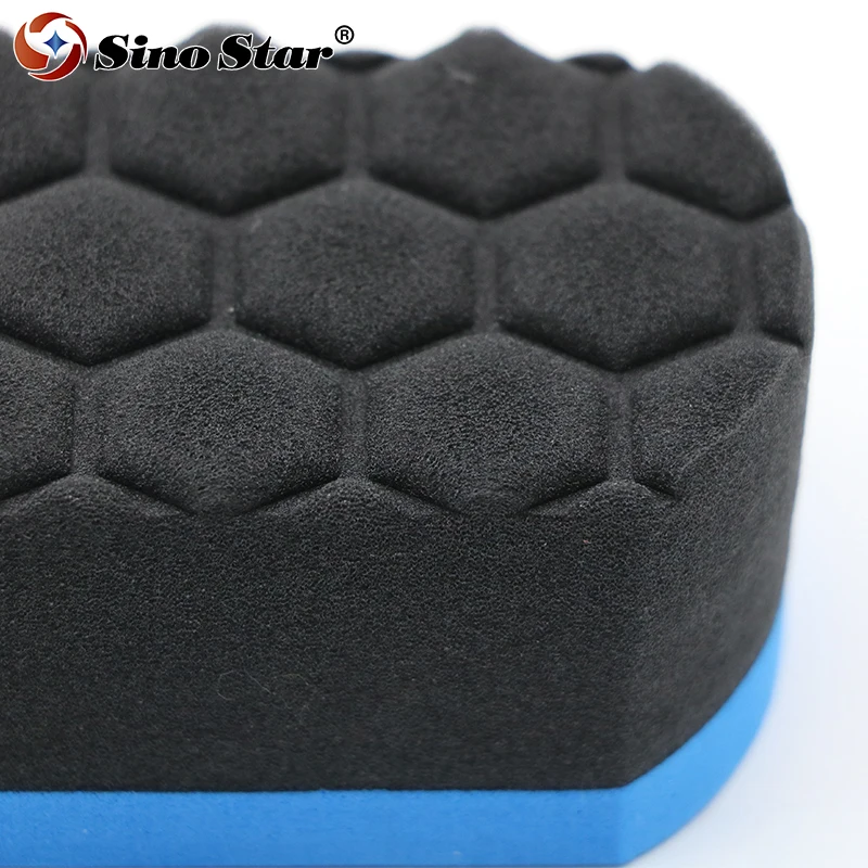 Car Detailing Blue Easier Grooves Waxing Foam Sponge Buff Hex-Logic Finishing Hand Applicator Pad Applies thin even coats
